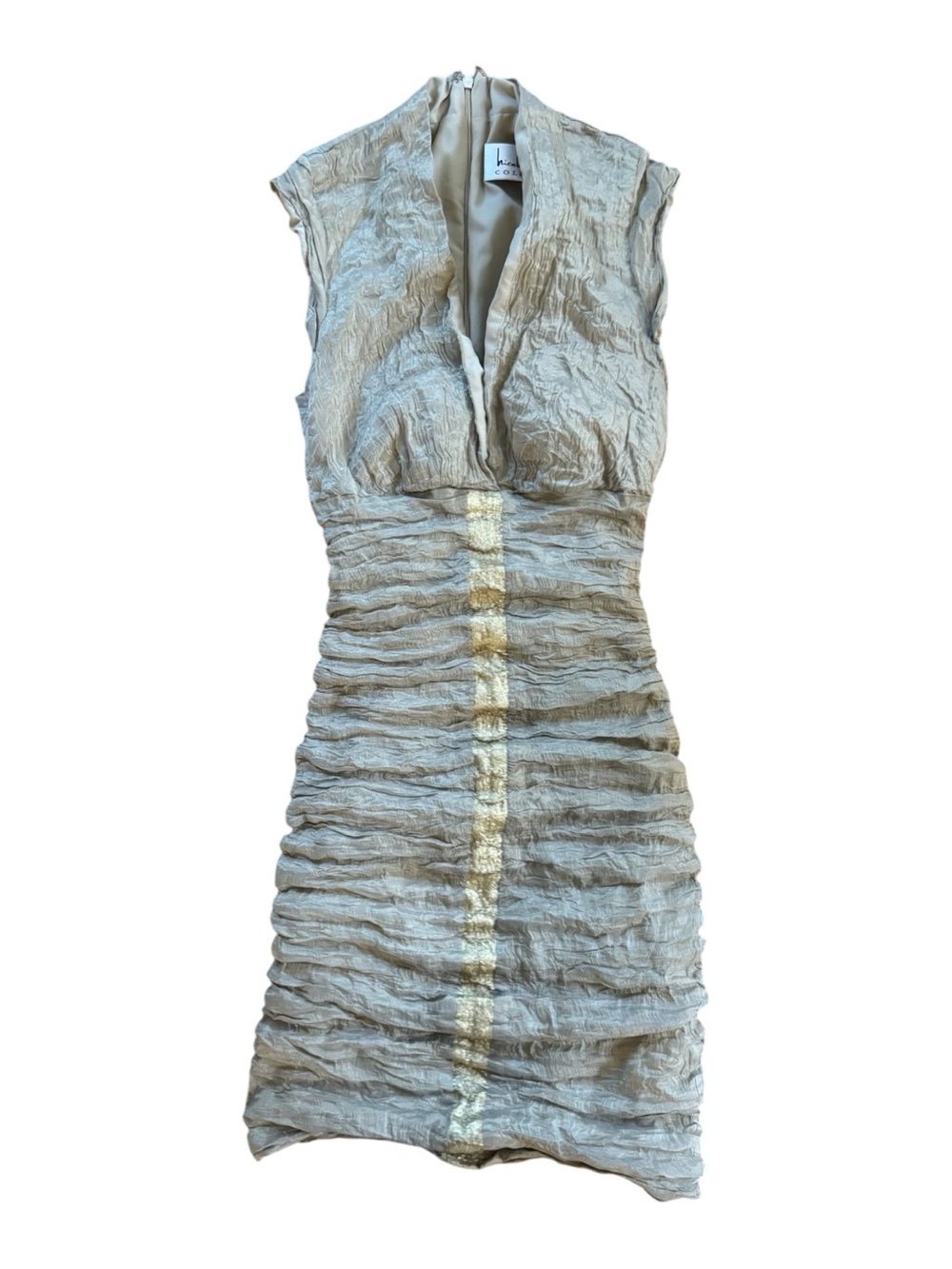 Nicole Miller Y2K Gold/Tan Mini Dress with Central Gold Stripe